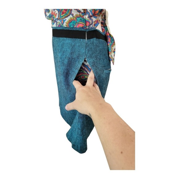 💕RACHEL Rachel Roy Womens Open‎ Back Casual Dress Neon Paisley Linen Dress 10 - Picture 4 of 8